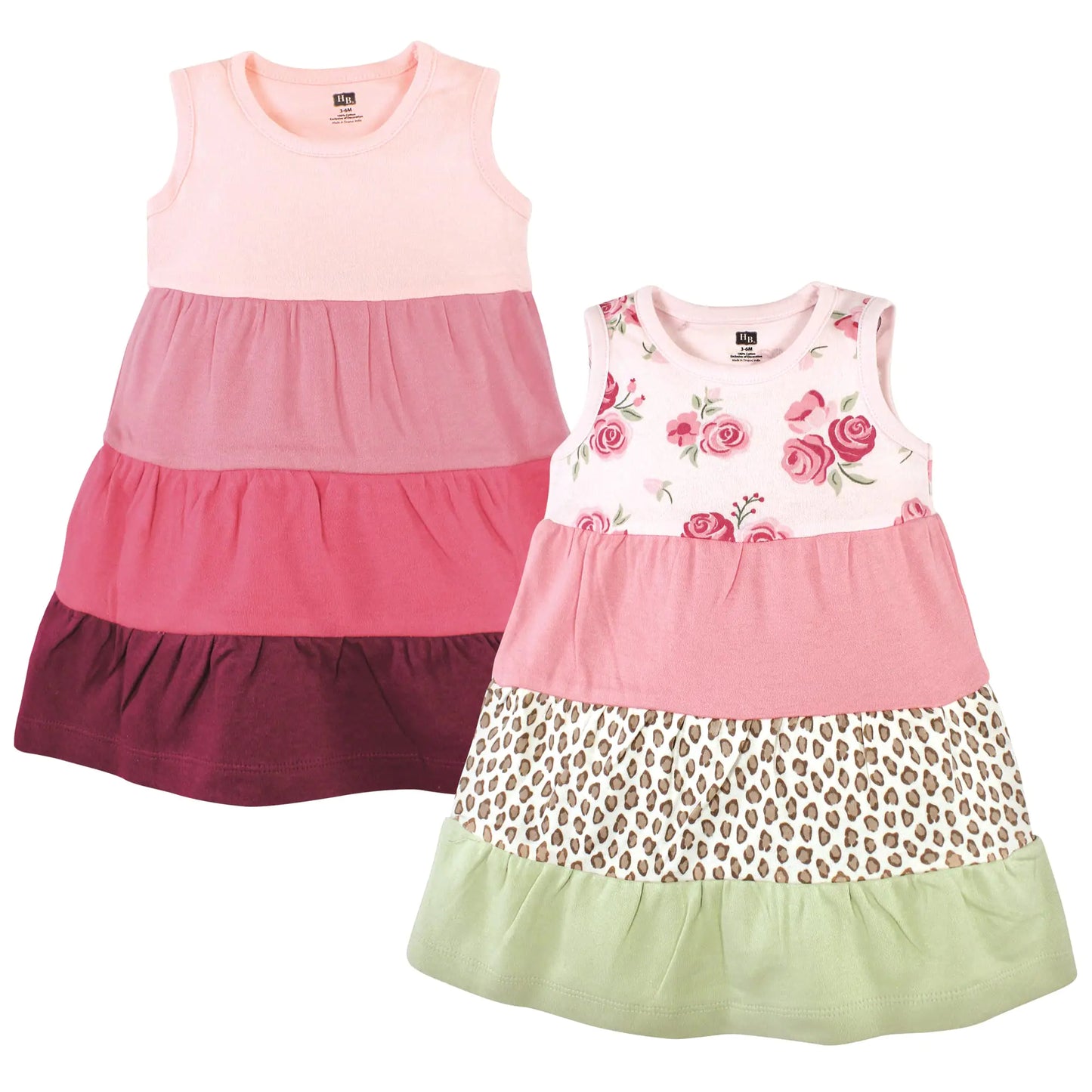 Hudson Baby Baby Girls' Cotton Dresses 6 Years Multicolor Blush Rose Leopard